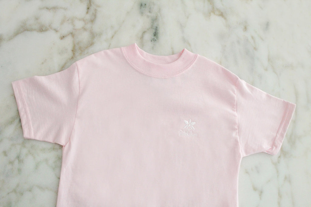Children's Cotton T-Shirt with embroidered Halekulani Logo pink